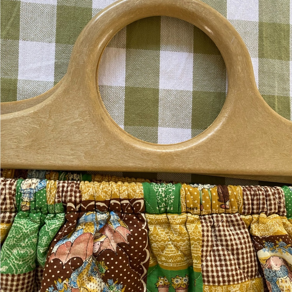 Vintage Holly Hobbie Patchwork Wood Handle Bag Purse Totebag - Picture 6 of 15